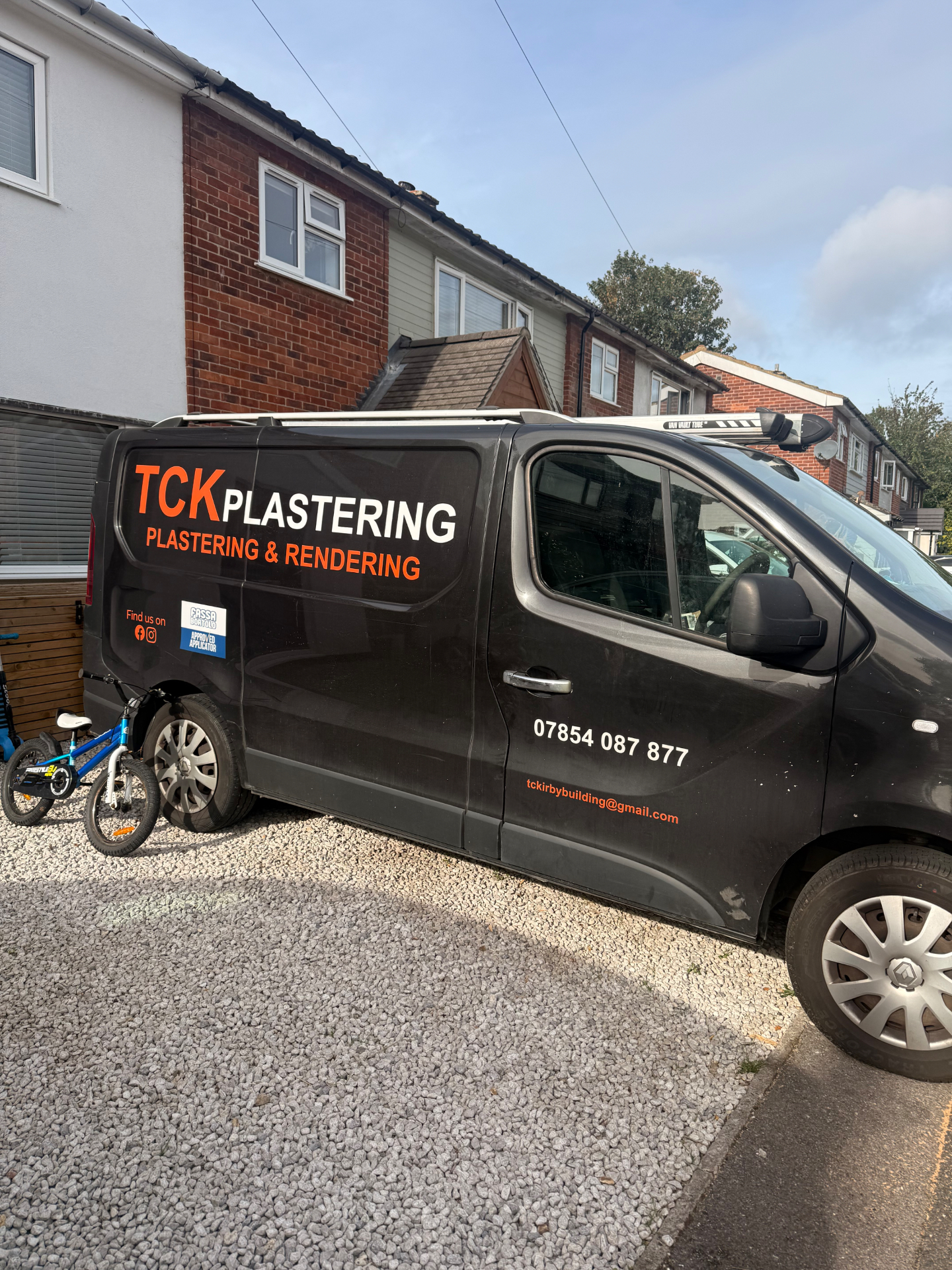 TCK Plastering branded work van