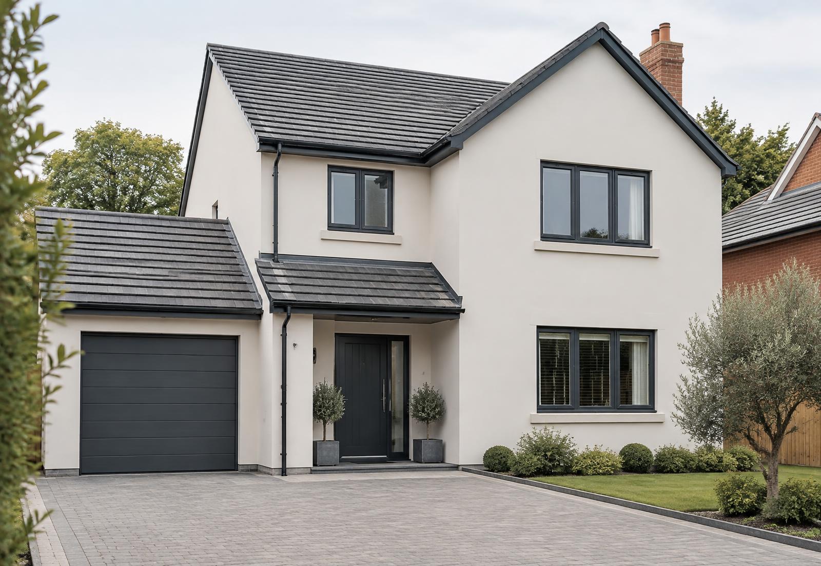 British home with a clean modern exterior render finish